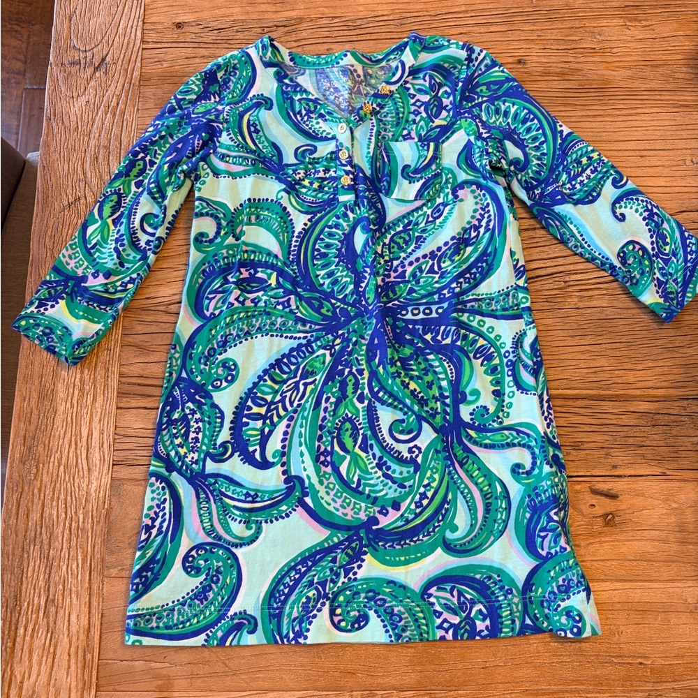 Lilly Pulitzer Green and Blue Kids Casual Dress